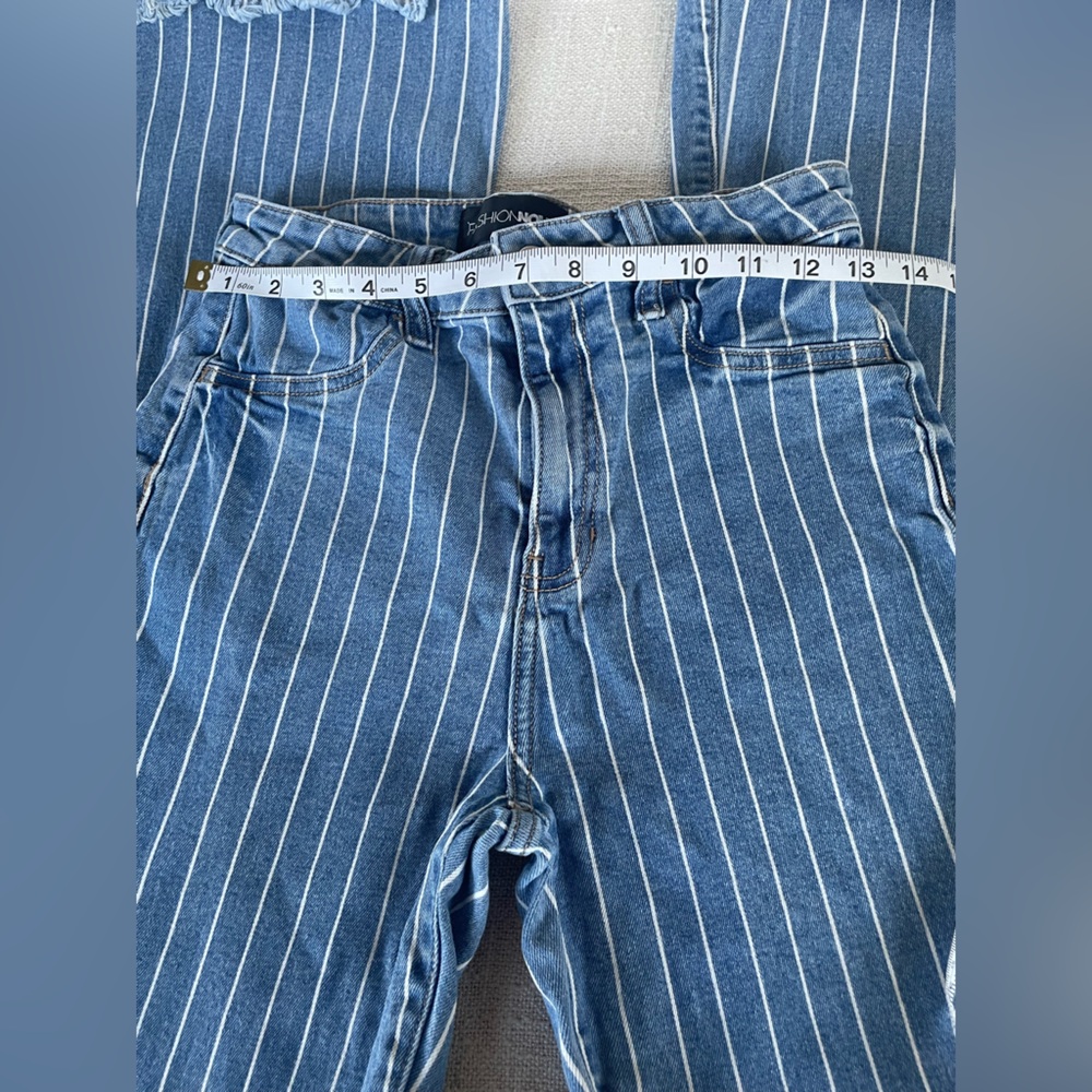 Fashion Nova High Rise Blue Striped Jeans